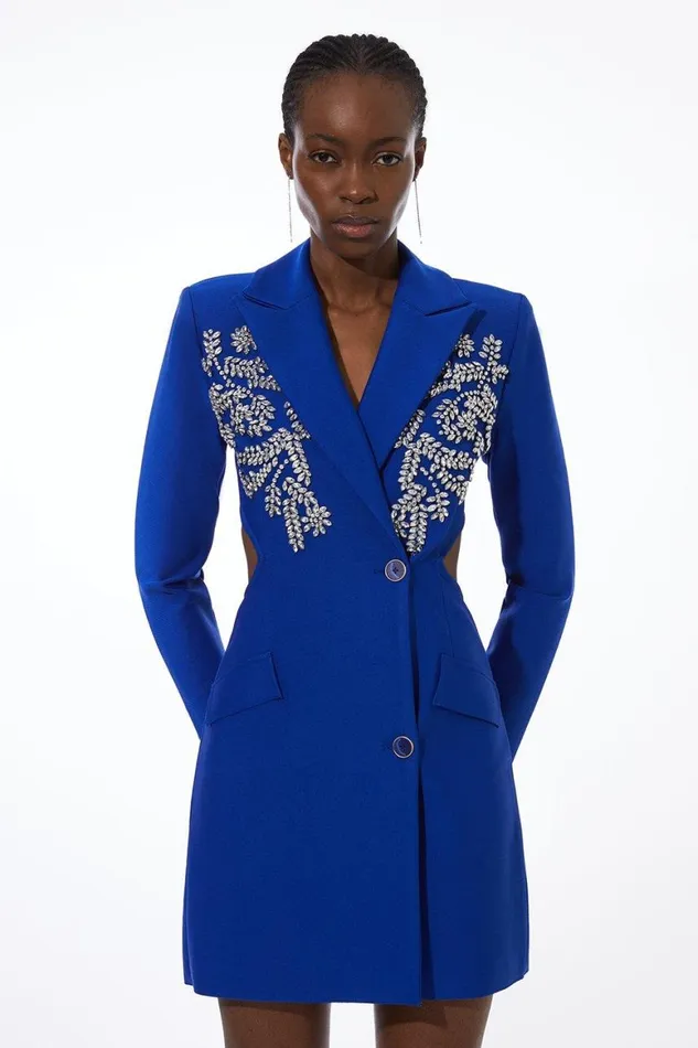 Dresses Women Karen Millen Embellished Figure Form Bandage Cut Out Back Blazer Dress Cobalt Dresses Women Karen Millen Embellished Figure Form Bandage Cut Out Back Blazer Dress Cobalt