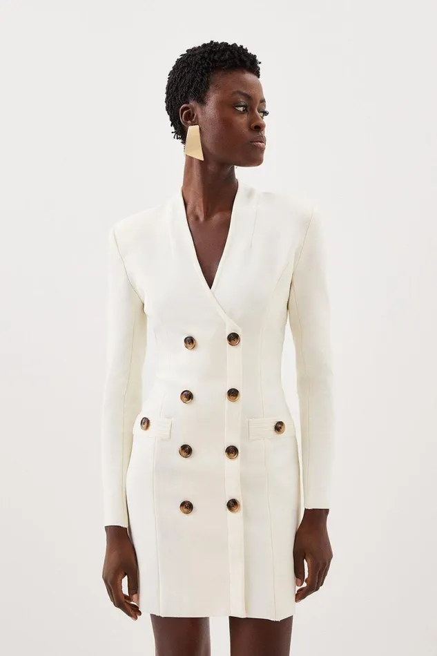 Dresses Women Karen Millen Figure Form Bandage Blazer Style Knit Mini Dress Cream Dresses Women Karen Millen Figure Form Bandage Blazer Style Knit Mini Dress Cream