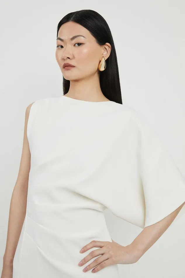 Dresses Women Karen Millen Fluid Tailored Asymmetric Sleeve Maxi Dress Ivory