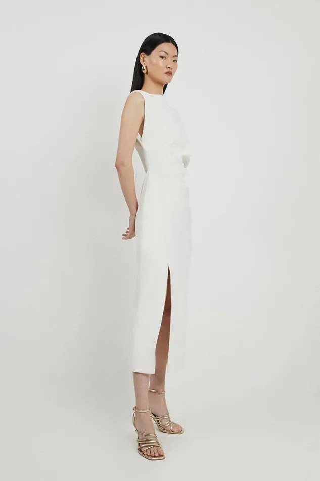 Dresses Women Karen Millen Fluid Tailored Asymmetric Sleeve Maxi Dress Ivory