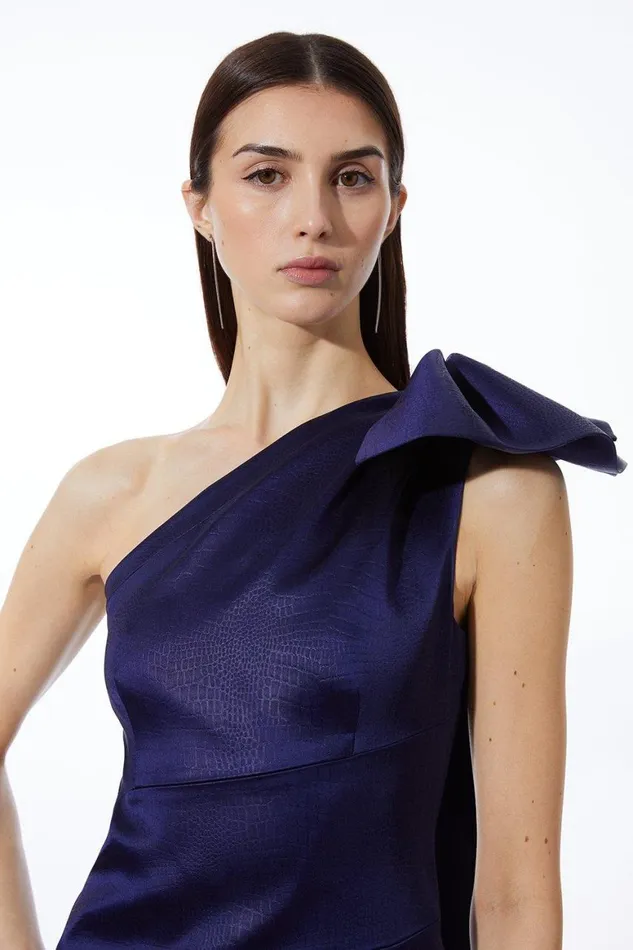 Dresses Women Karen Millen Italian Textured Satin Drape Shoulder Tailored Midi Dress Navy Dresses Women Karen Millen Italian Textured Satin Drape Shoulder Tailored Midi Dress Navy