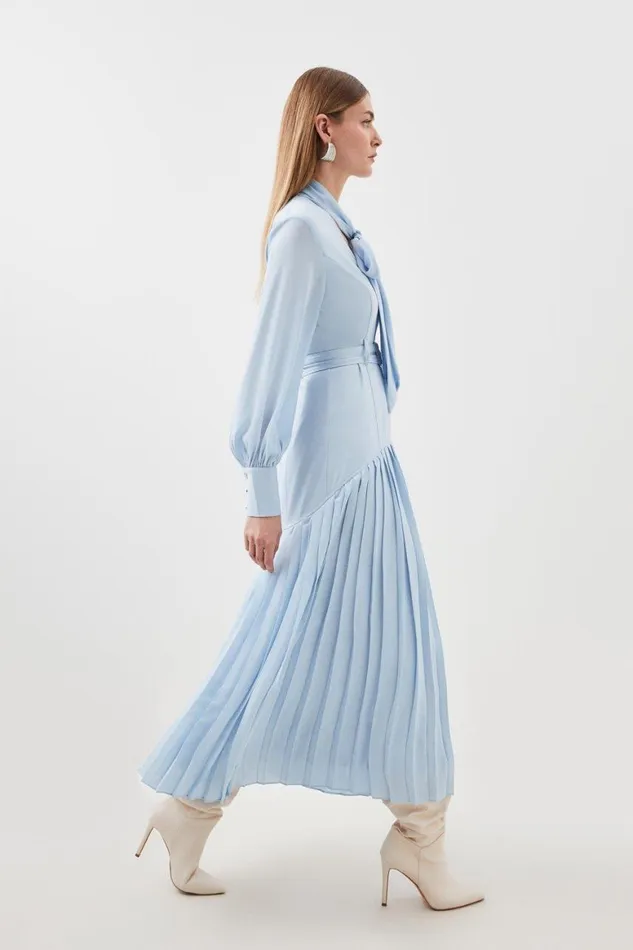 Dresses Women Karen Millen Jersey Ponte Georgette Mix Midi Dress Baby Blue