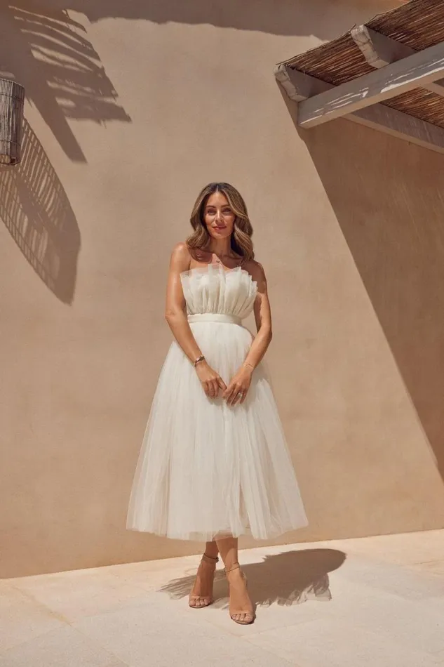 Dresses Women Karen Millen Lydia Millen Corseted Tulle Woven Midi Dress Ivory