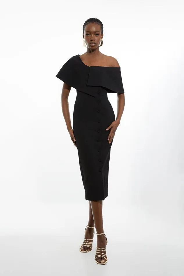 Dresses Women Karen Millen Petite Compact Stretch Off Shoulder Button Through Tailored Midaxi Pencil Dress Black Dresses Women Karen Millen Petite Compact Stretch Off Shoulder Button Through Tailored Midaxi Pencil Dress Black