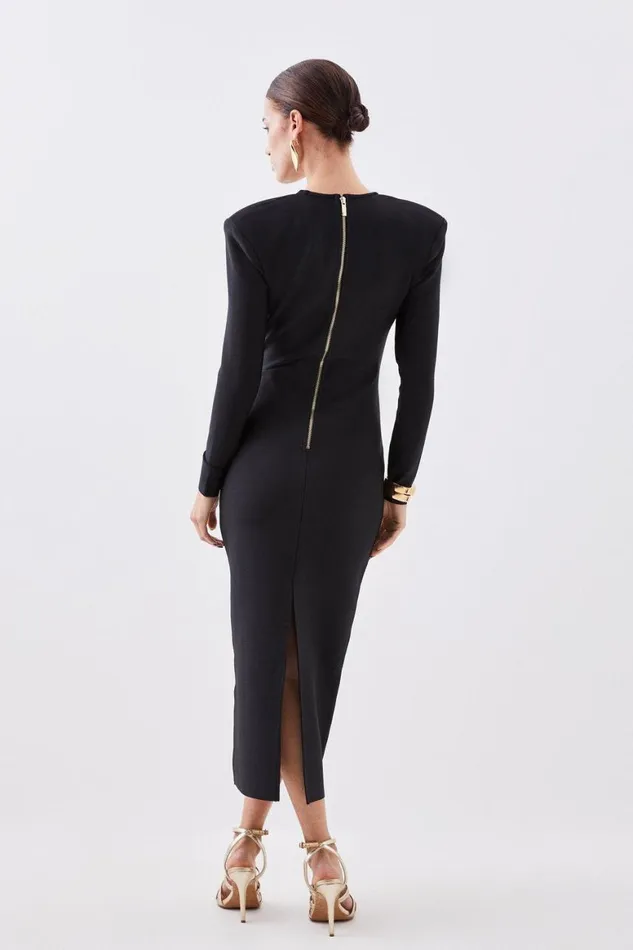 Dresses Women Karen Millen Petite Figure Form Bandage Knit Midaxi Dress Black