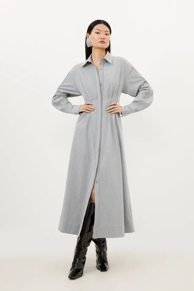 Dresses Women Karen Millen Petite Grey Marl Wool Mix Shirt Midi Dress Grey Marl Dresses Women Karen Millen Petite Grey Marl Wool Mix Shirt Midi Dress Grey Marl