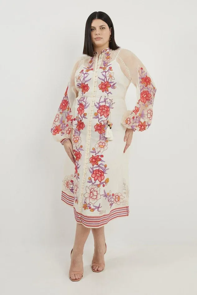 Dresses Women Karen Millen Plus Size Floral Embroidery Organdie Woven Midi Dress Blush Dresses Women Karen Millen Plus Size Floral Embroidery Organdie Woven Midi Dress Blush