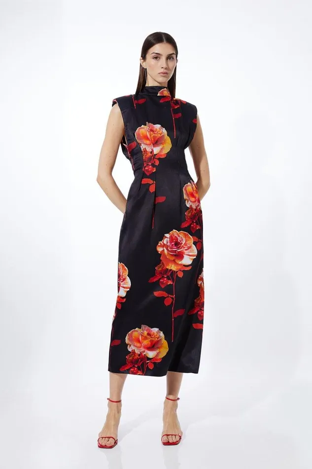 Dresses Women Karen Millen Rose Floral Satin Back Crepe Woven Maxi Dress Floral Dresses Women Karen Millen Rose Floral Satin Back Crepe Woven Maxi Dress Floral