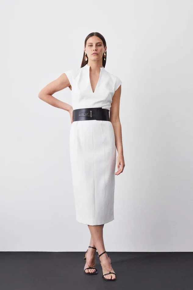 Dresses Women Karen Millen Structured Crepe Contour Seamed Midaxi Dress Ivory Dresses Women Karen Millen Structured Crepe Contour Seamed Midaxi Dress Ivory