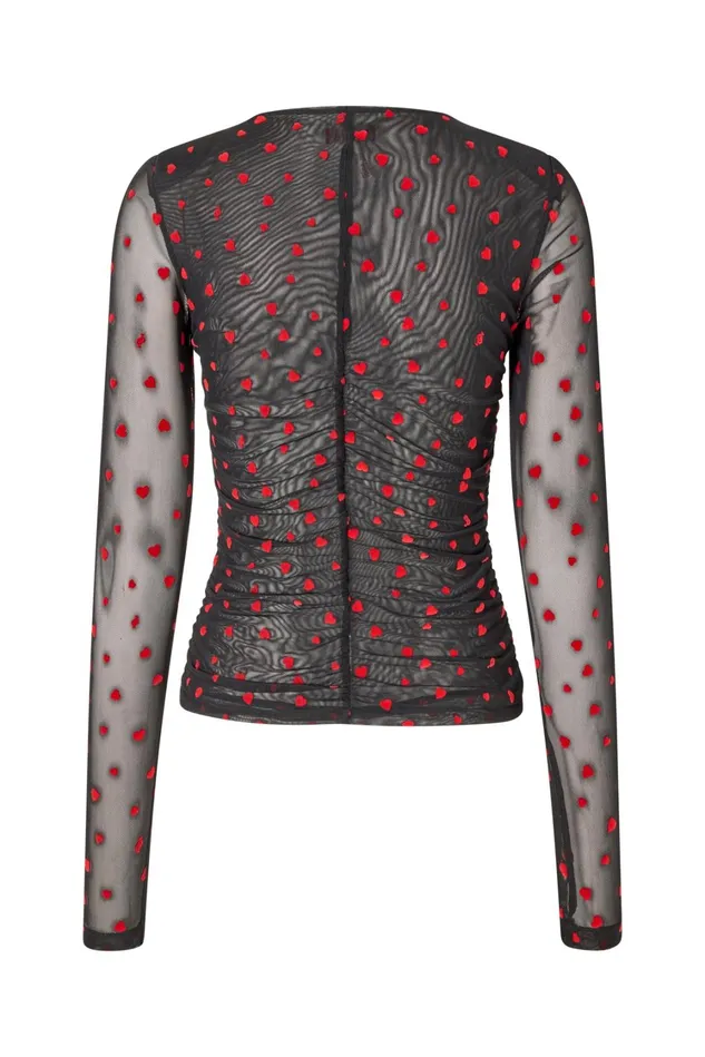 Fame Blouse 8211 Red Flock Heart Women Cras Tops
