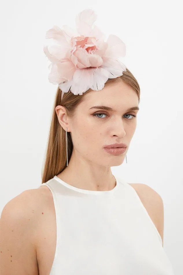 Fascinators Women Karen Millen Flower Feather Headband Blush