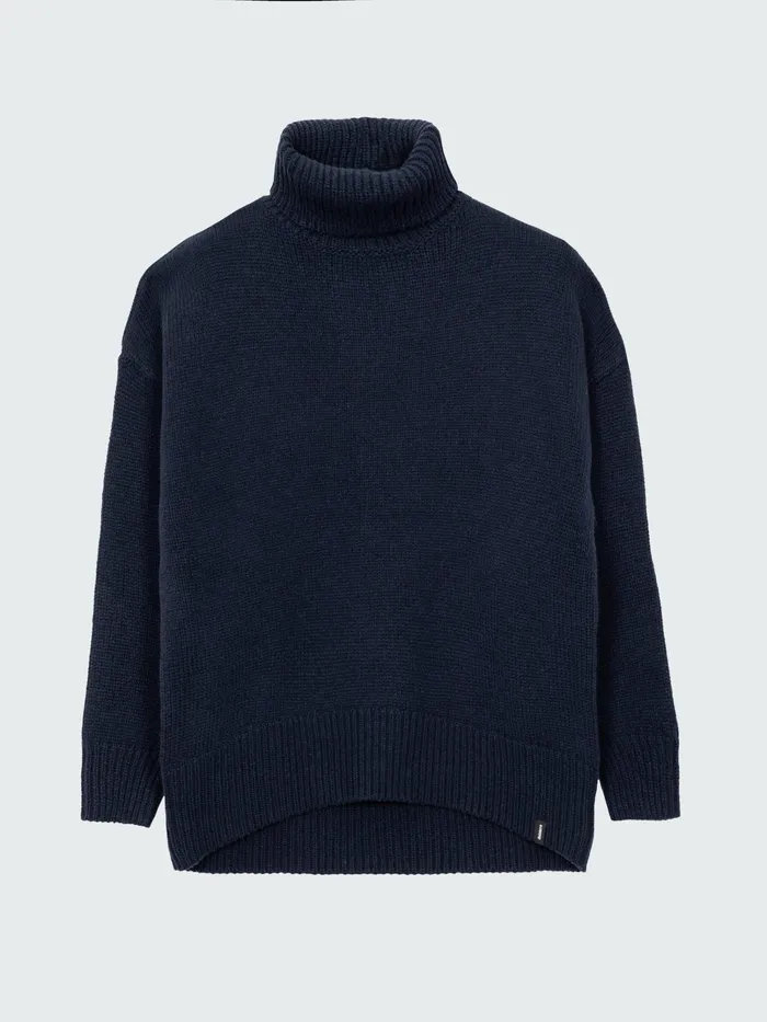 Finisterre Knitwear Women Eyre Roll Neck Knit Sweater Navy