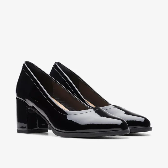 Freva 55 Court Black Patent Women Clarks Dress Shoes