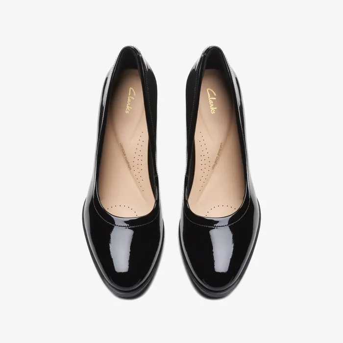 Freva 55 Court Black Patent Women Clarks Dress Shoes