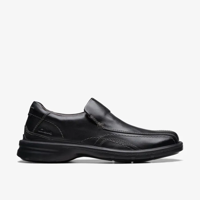 Gessler Step Black Leather Men Clarks Casual Dress Shoes