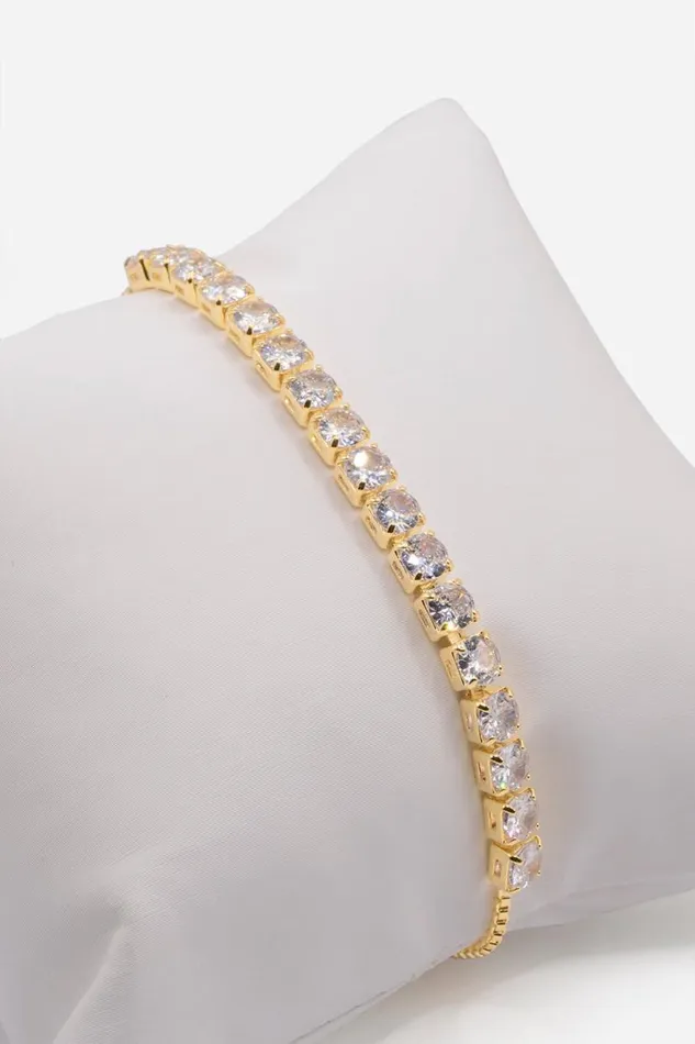 Gold Adjustable Slider Tennis Bracelet Women Roman Jewellery