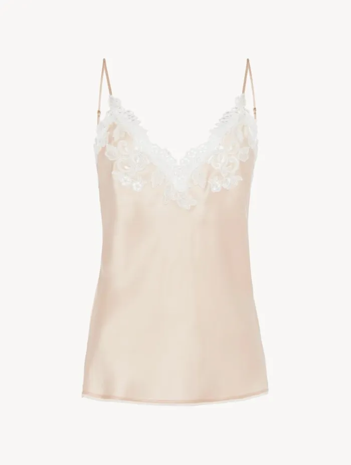 Halo Silk Satin Camisole With Frastaglio Sleepwear La Perla Camisoles
