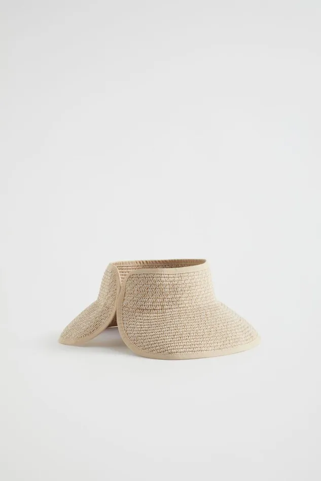 Hats and Gloves Woman Seed Heritage Textured Straw Visor Natural