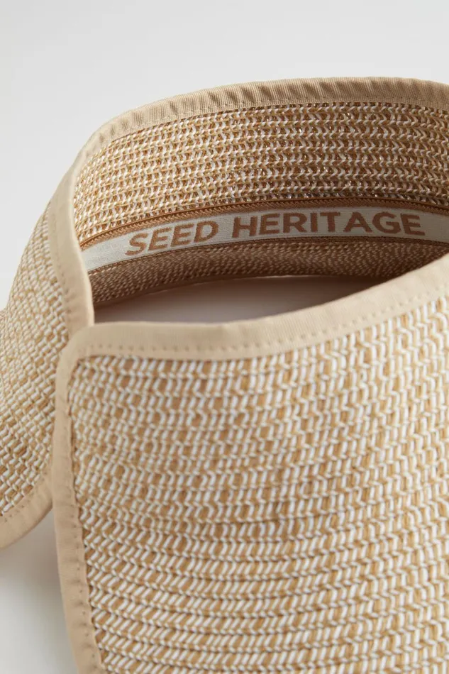 Hats and Gloves Woman Seed Heritage Textured Straw Visor Natural
