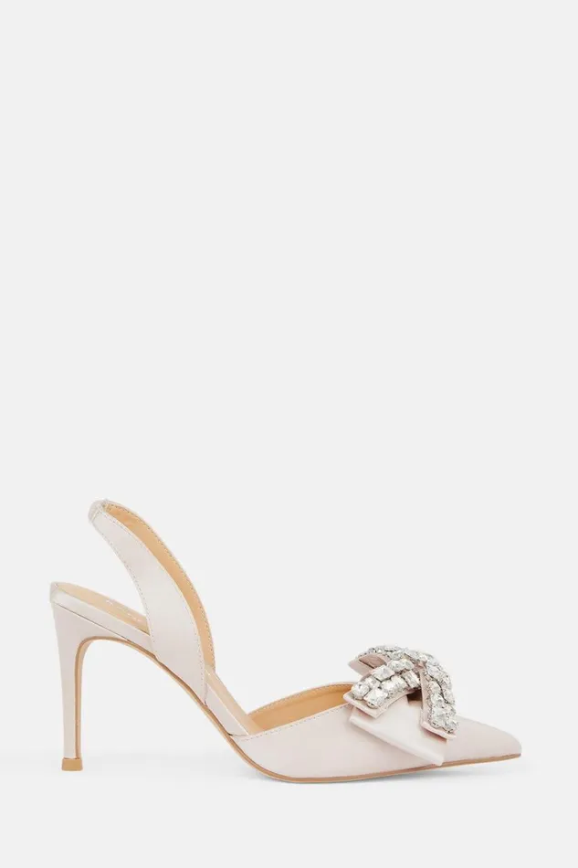 Heels Women Karen Millen Rhinestone Mesh Detail Slingback Heel Blush