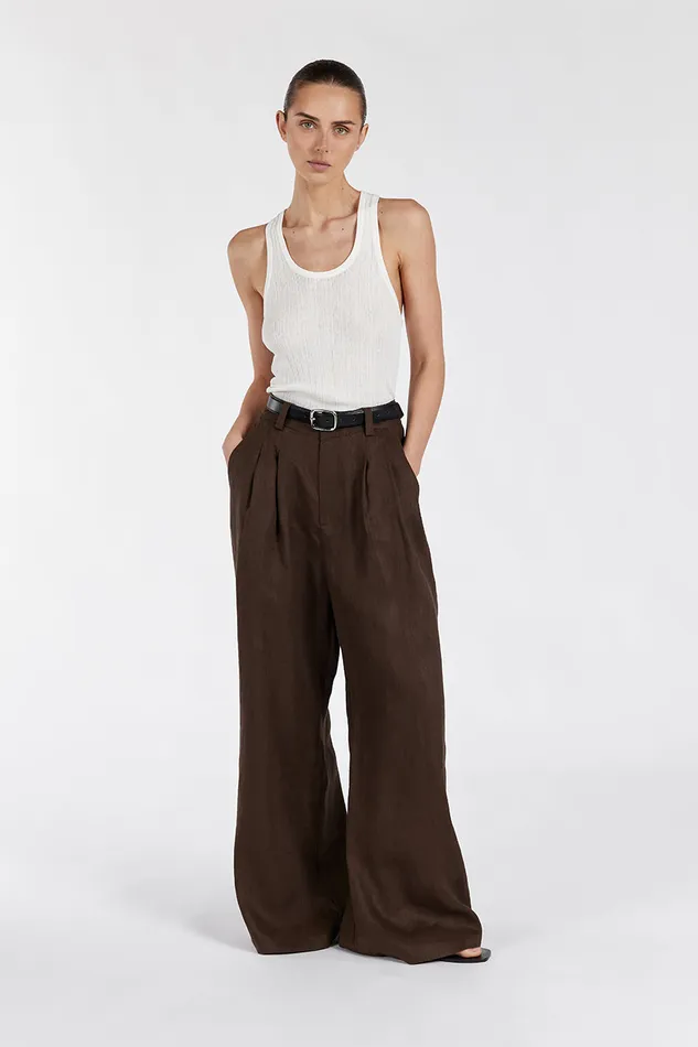 HOLDEN BITTER CHOC LINEN PANT Women DISSH Pants
