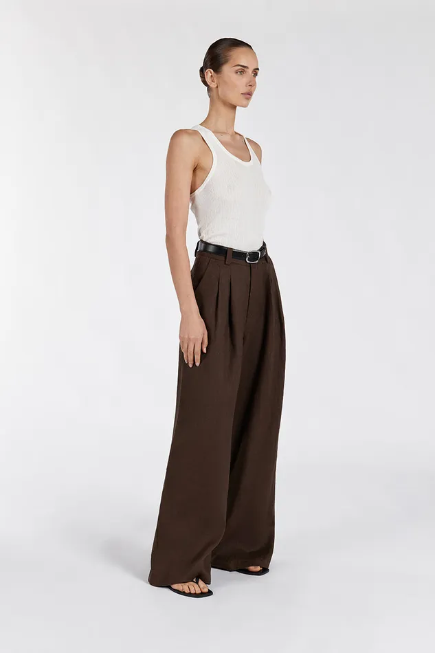 HOLDEN BITTER CHOC LINEN PANT Women DISSH Pants