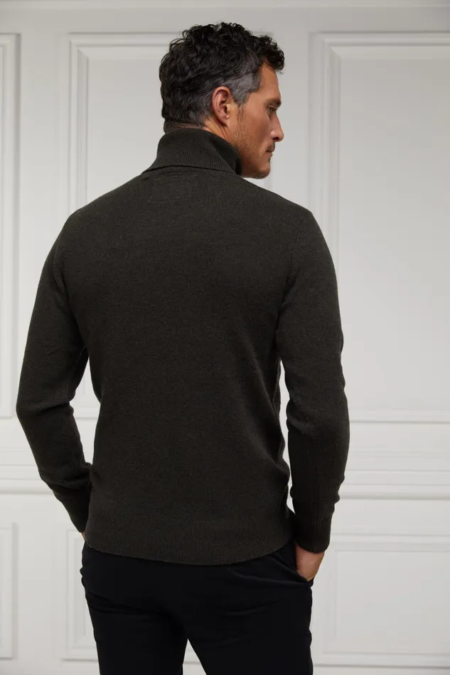 Holland Cooper Byron Roll Neck Knit Charcoal Men Knitwear