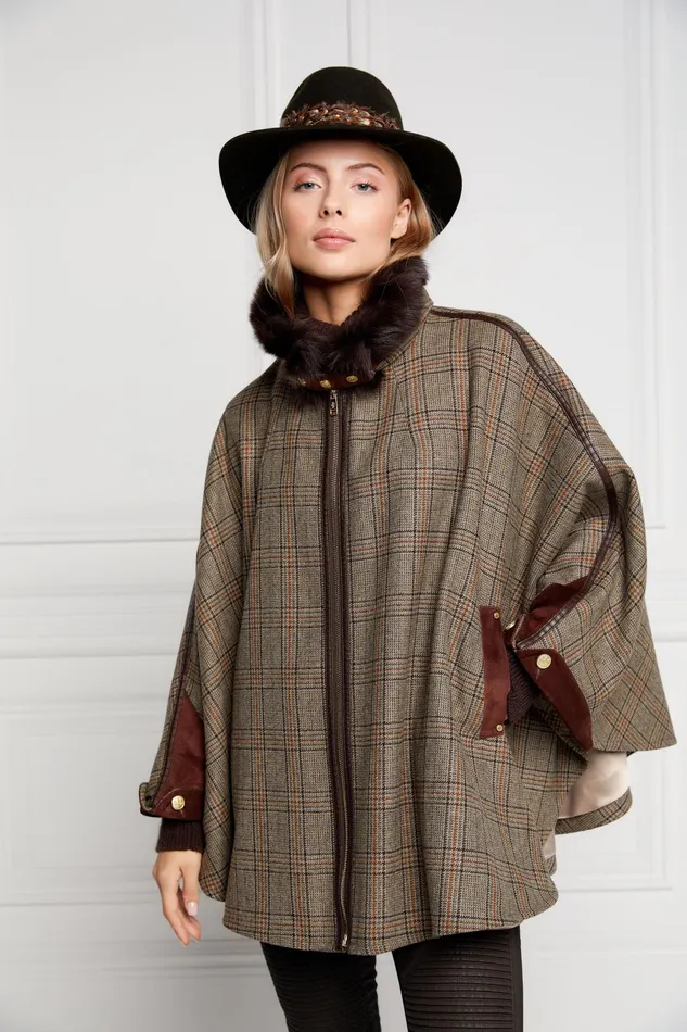 Holland Cooper Chiltern Cape Bourbon Tweed Women Tailoring