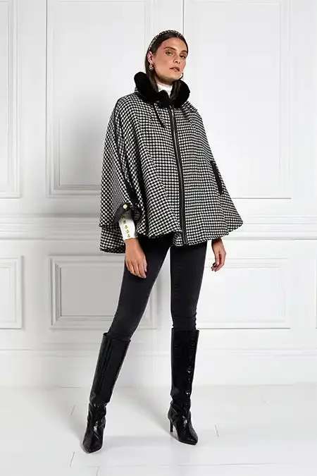 Holland Cooper Chiltern Cape Houndstooth Women Tailoring