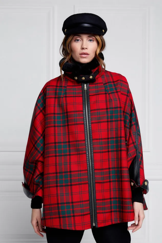 Holland Cooper Chiltern Cape Red Tartan Women Capes