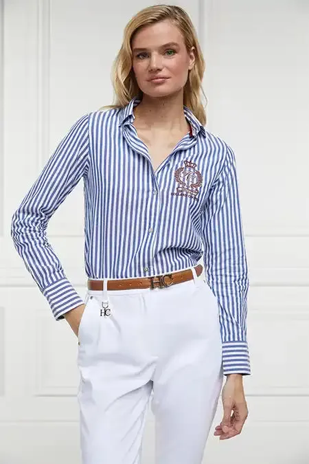 Holland Cooper Classic Button Down Shirt Navy Stripe Women Shirts and Blouses Holland Cooper Classic Button Down Shirt Navy Stripe Women Shirts and Blouses
