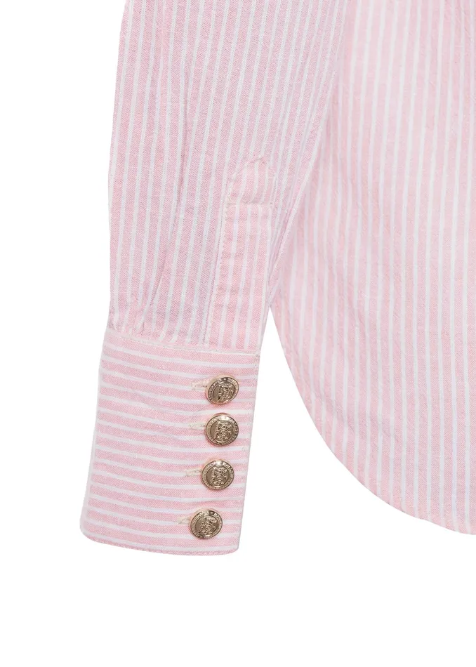 Holland Cooper Classic VNeck Blouse Pink Stripe Women Shirts and Blouses