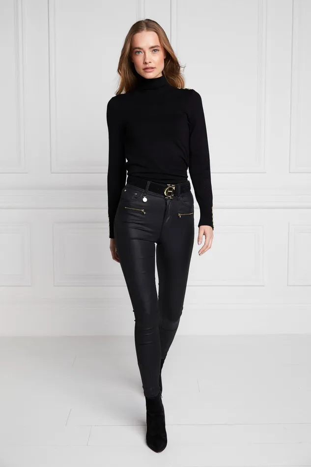 Holland Cooper Coated Jodhpur Jean Black Women Jeans