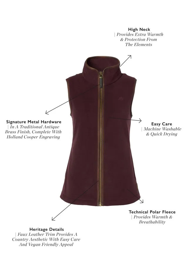 Holland Cooper Country Fleece Gilet Mulberry Women Fleeces