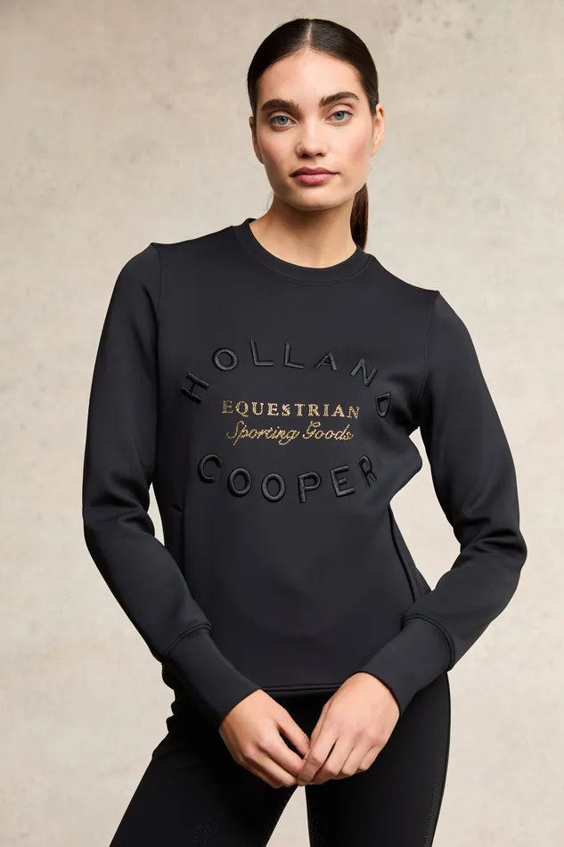Holland Cooper Crystal Crew Neck Sweat Black Women Hoodies and Sweatshirts