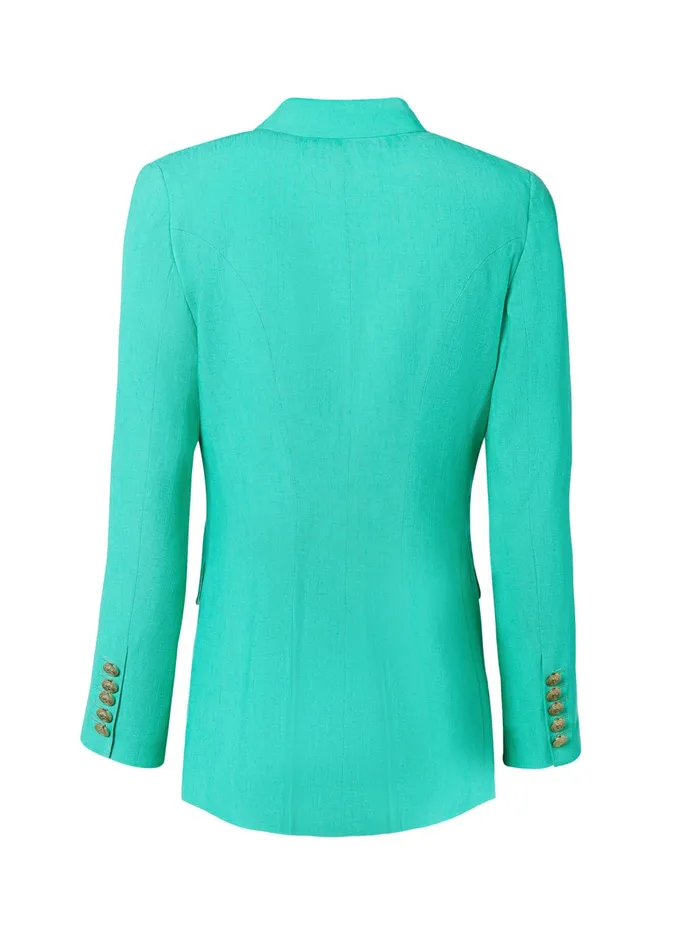 Holland Cooper Double Breasted Blazer Jade Linen Women Tailoring