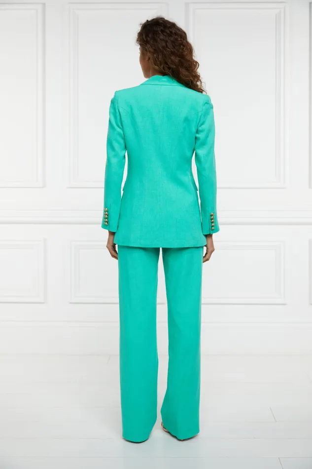 Holland Cooper Double Breasted Blazer Jade Linen Women Tailoring