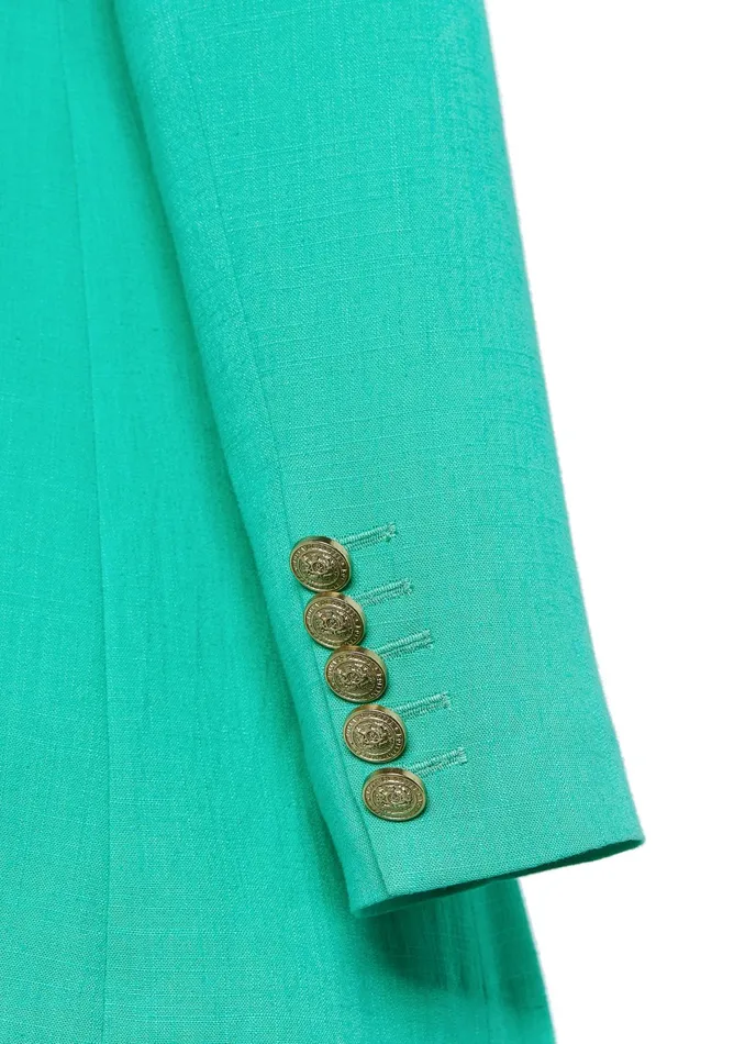 Holland Cooper Double Breasted Blazer Jade Linen Women Tailoring