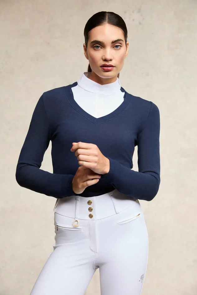 Holland Cooper Gatcombe Long Sleeve Show Shirt Ink Navy Women Base Layers Holland Cooper Gatcombe Long Sleeve Show Shirt Ink Navy Women Base Layers