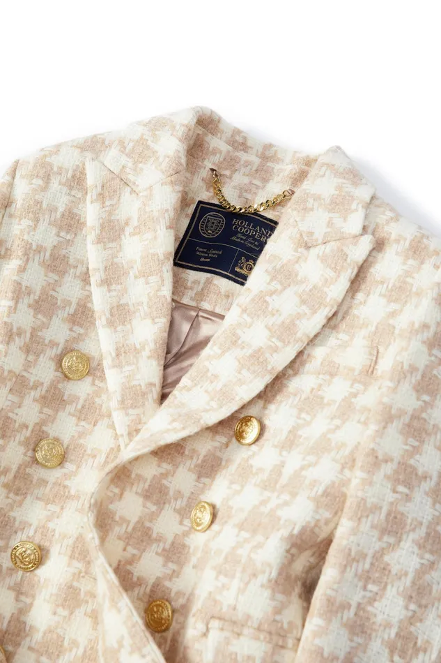 Holland Cooper Knightsbridge Coat Camel Houndstooth Women Tailoring