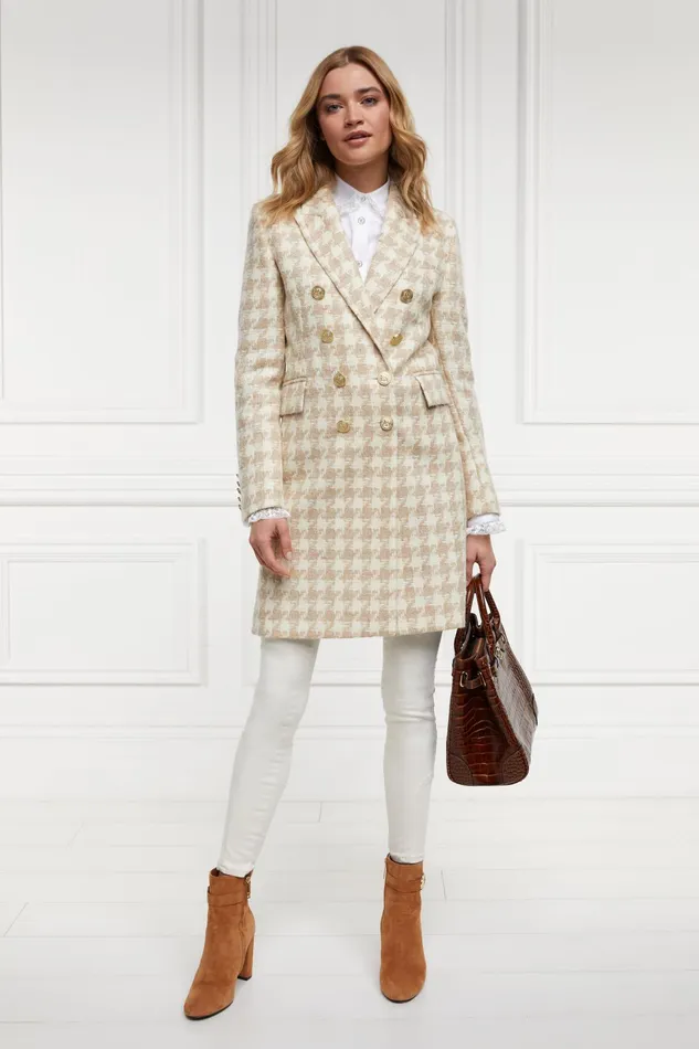 Holland Cooper Knightsbridge Coat Camel Houndstooth Women Tailoring