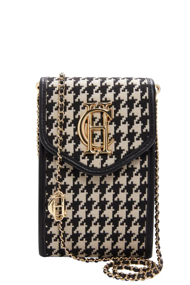 Holland Cooper Knightsbridge Phone Pouch Ecru Houndstooth Women Clutch Bags