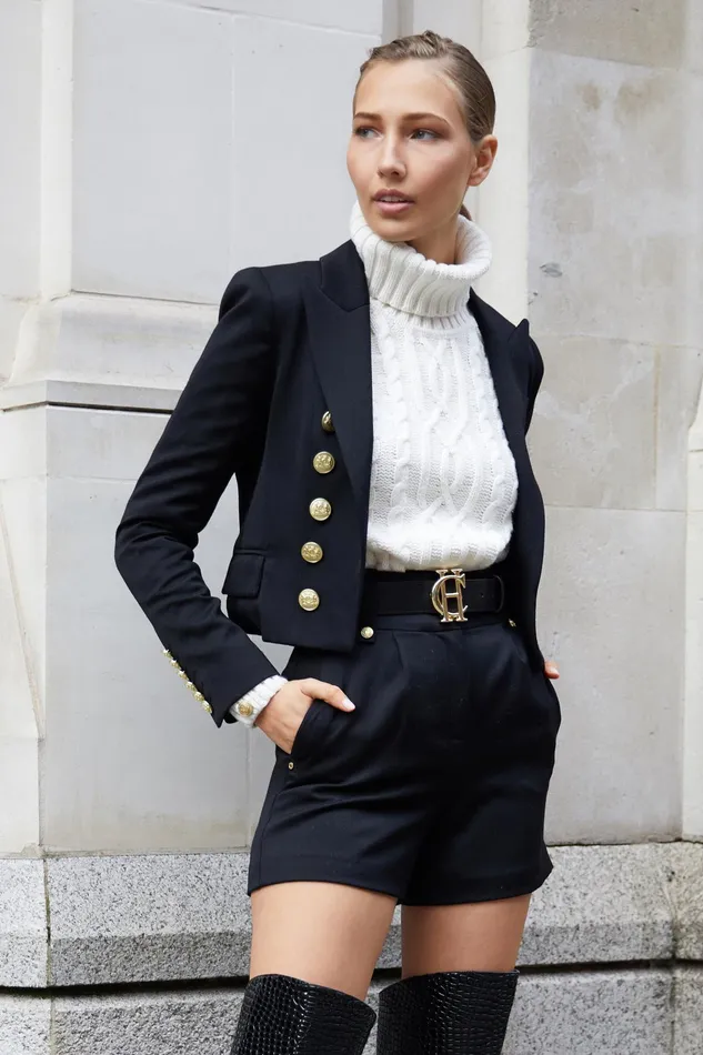 Holland Cooper Luxe Tailored Short Black Barathea Women Tailoring