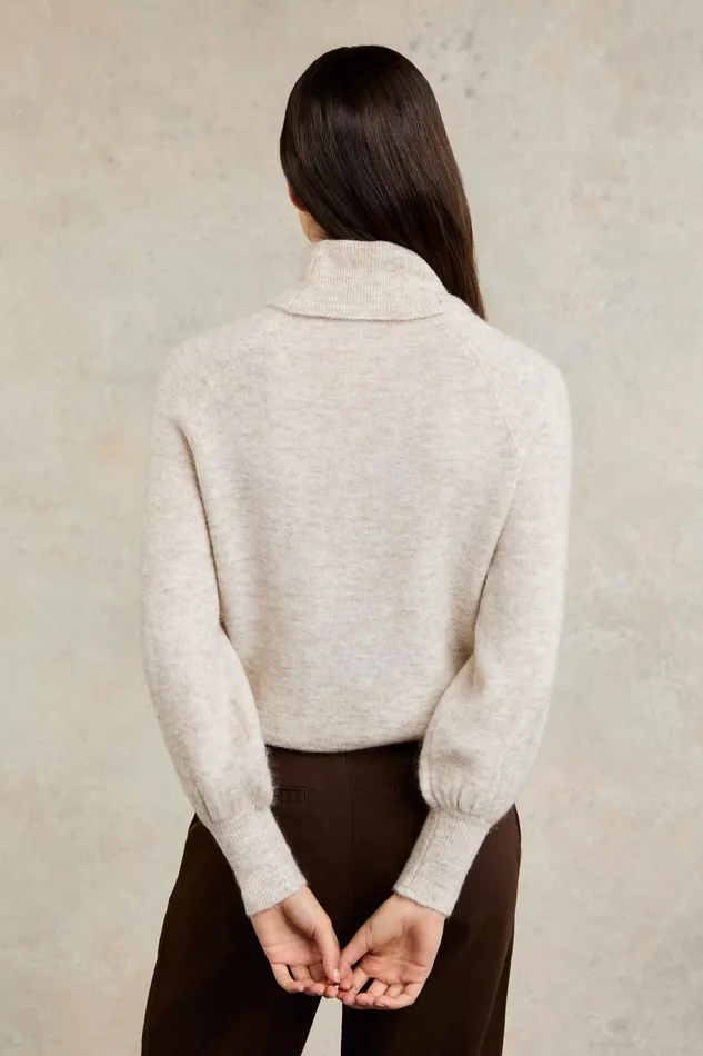Holland Cooper Maisie Roll Neck Knit Barley Women Knitwear Holland Cooper Maisie Roll Neck Knit Barley Women Knitwear