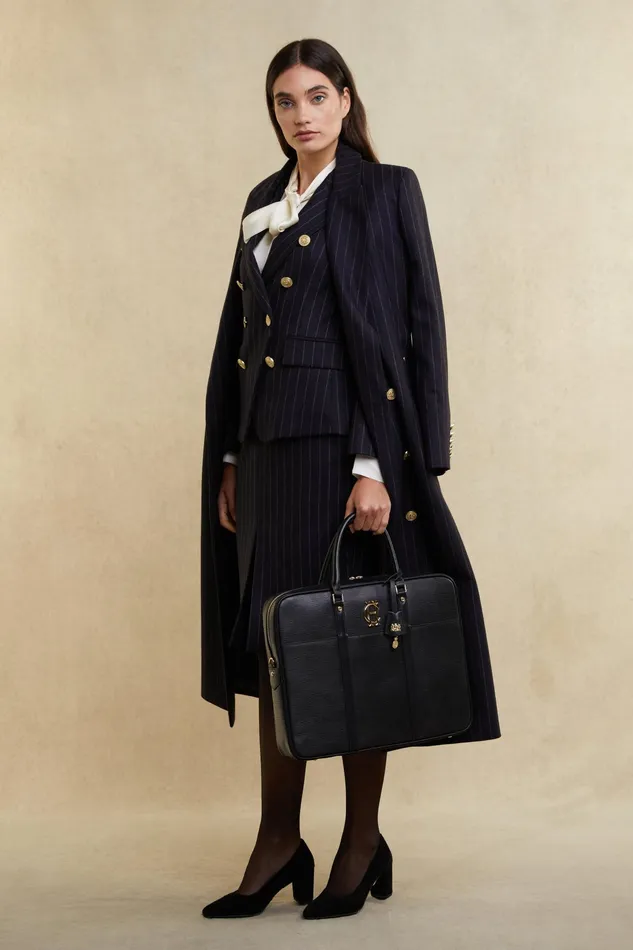 Holland Cooper Mayfair Pencil Skirt Navy Chalk Pinstripe Women Skirts Holland Cooper Mayfair Pencil Skirt Navy Chalk Pinstripe Women Skirts