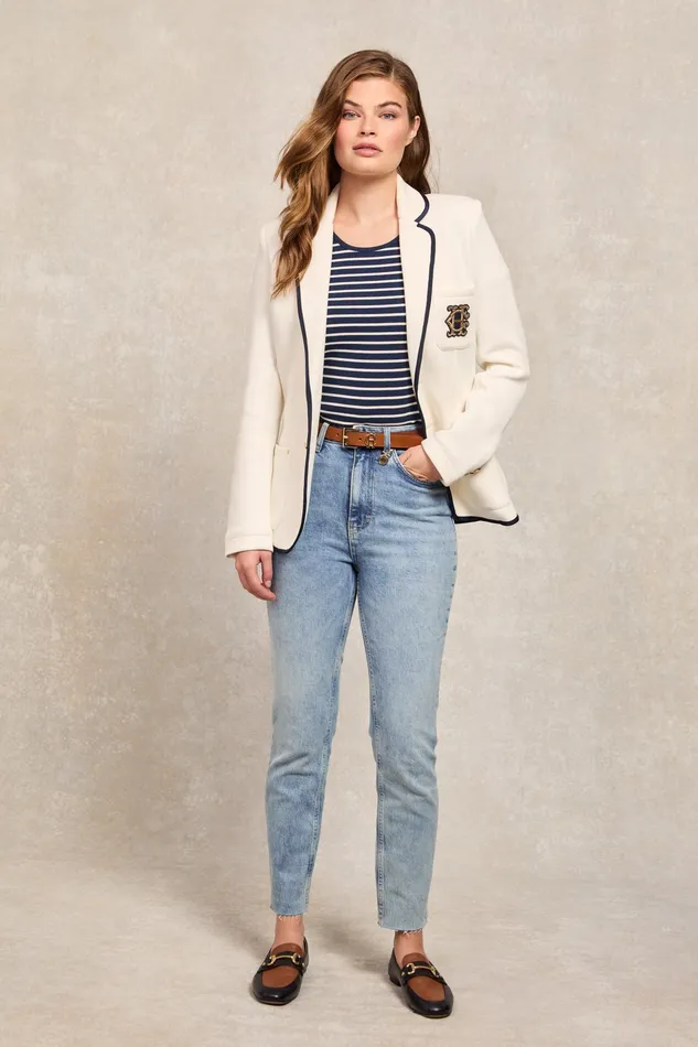 Holland Cooper Padstow Crew Neck Tee Ink Navy Natural Stripe Women Tees Holland Cooper Padstow Crew Neck Tee Ink Navy Natural Stripe Women Tees
