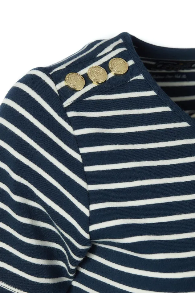 Holland Cooper Padstow Crew Neck Tee Ink Navy Natural Stripe Women Tees Holland Cooper Padstow Crew Neck Tee Ink Navy Natural Stripe Women Tees