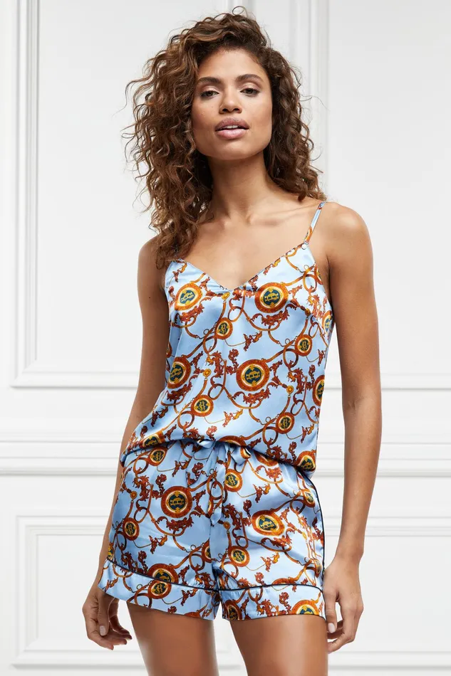Holland Cooper Silk Camisole Sky Blue Women Sleepwear
