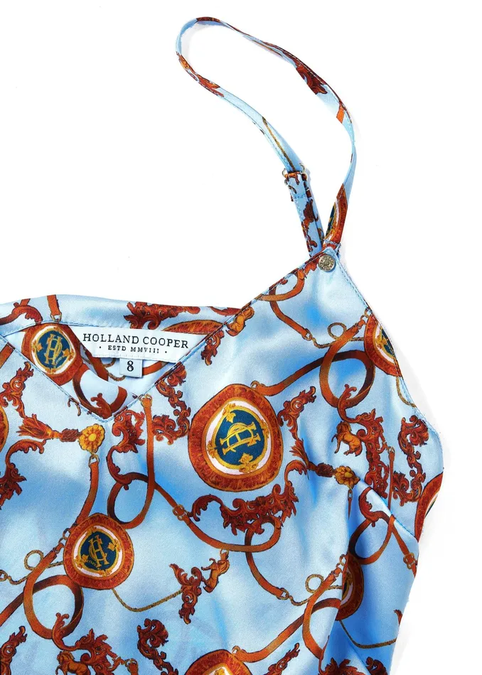 Holland Cooper Silk Camisole Sky Blue Women Sleepwear