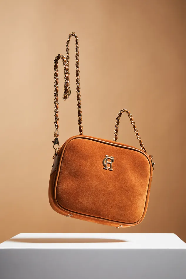 Holland Cooper Soho Camera Bag Tan Suede Women Bags